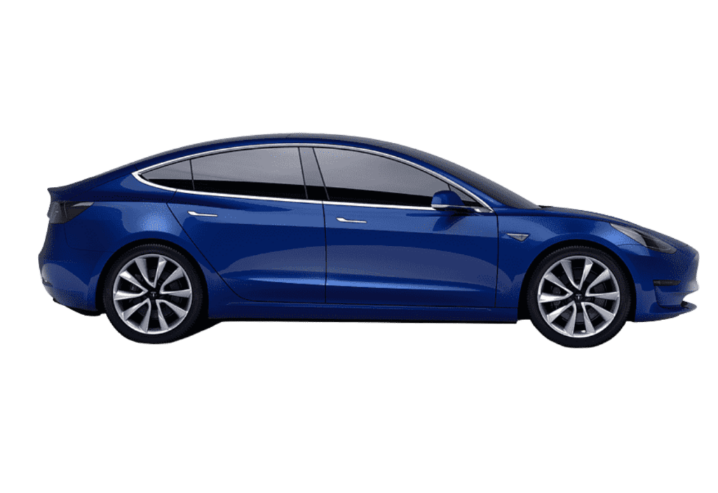 Blaues Elektroauto, Seitenansicht